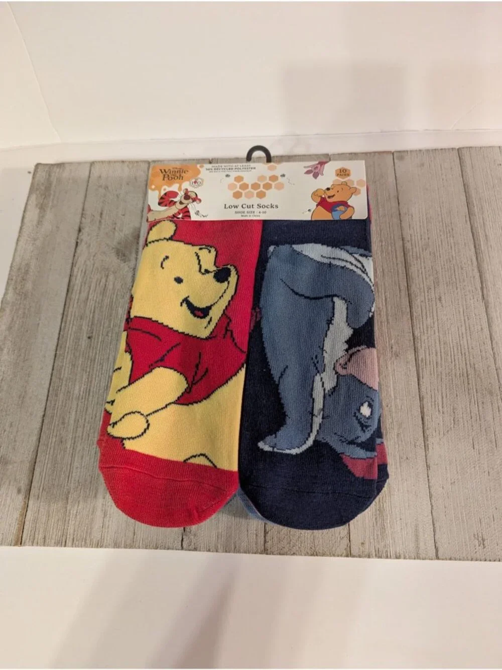 Disney Low Cut Socks Shoe Size 4-10 (10 Pair) Winnie The Pooh